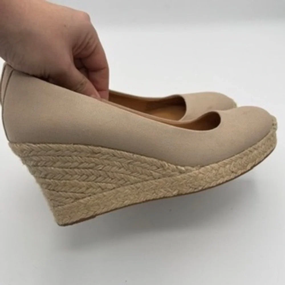 J.Crew Espadrille Wedges Women Sz 9.5 Beige Canvas Jute Summer Shoes